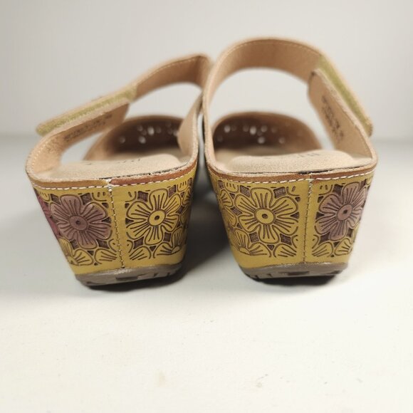 NIB L'ARTISTE Spikey Mary Jane Clogs Slip On Yellow Multi Floral EU 35 - US 5 - Picture 4 of 10